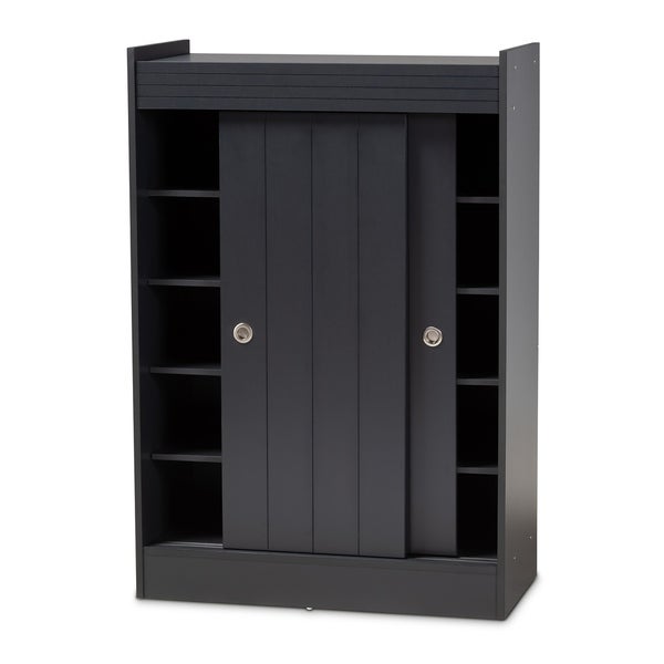 Contemporary Charcoal 2-Door Shoe Storage Cabinet - - 27866037