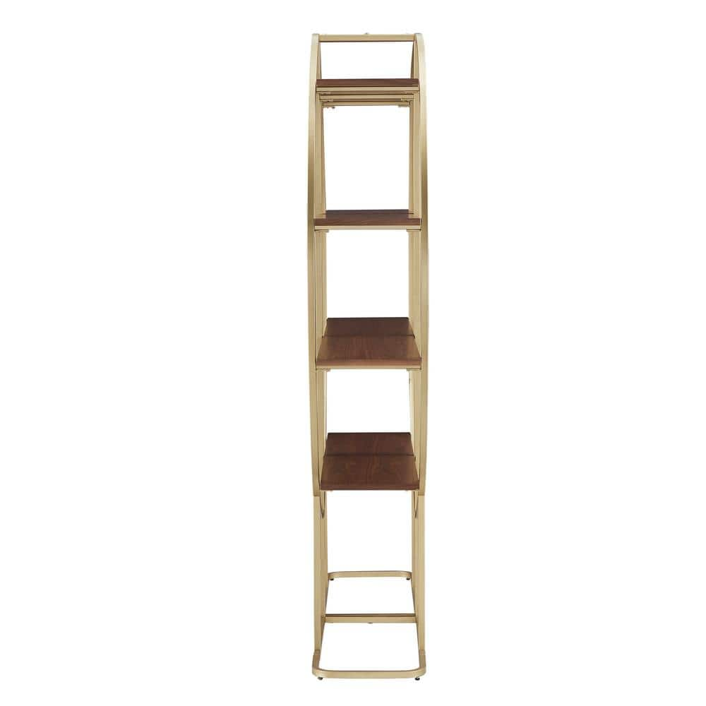 HomeSullivan 76 in. Natural Gold Metal 8-Shelf Full Moon Accent Bookcase 40887GD-12[TCB]