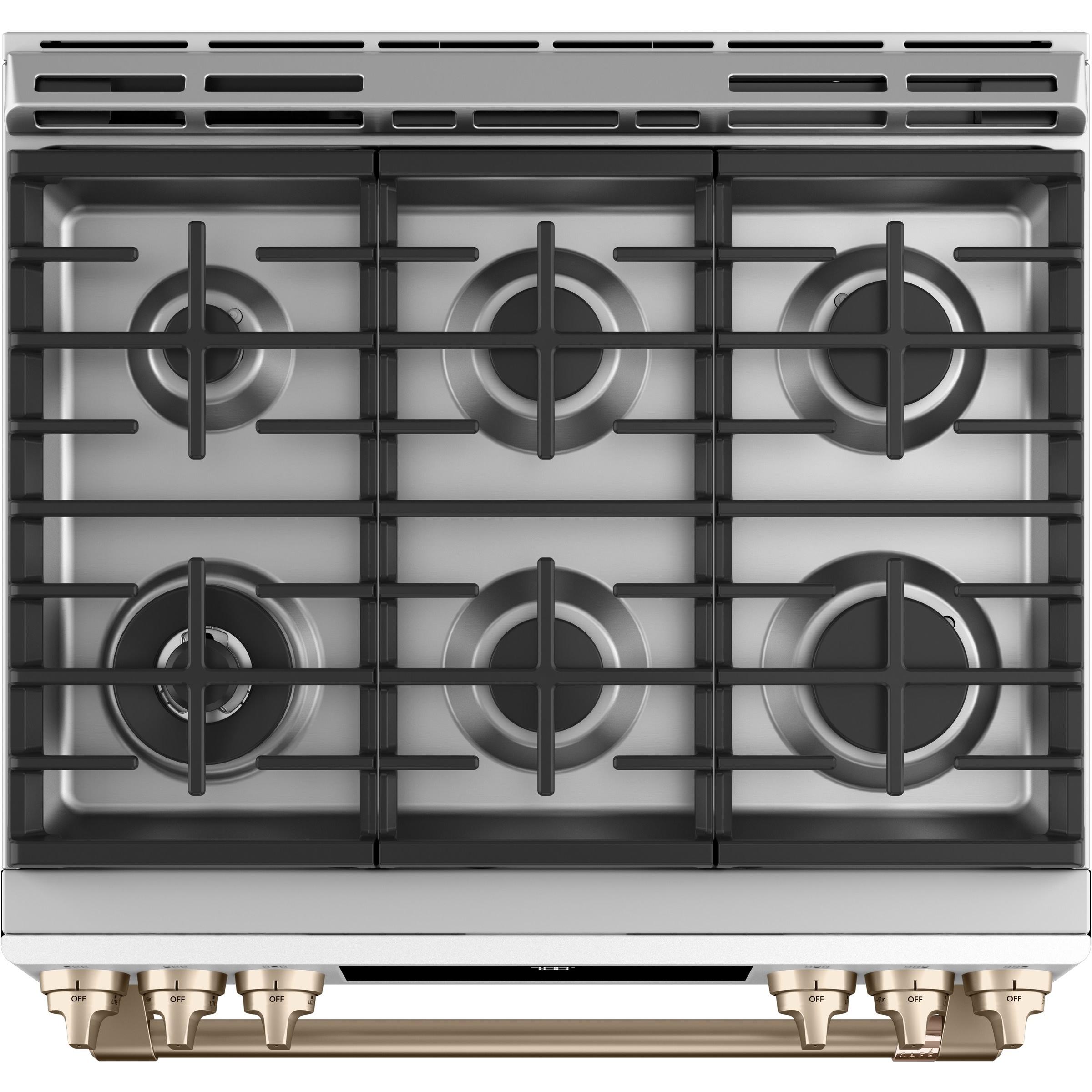 Caf¨¦ 30-inch Slide-in Gas Range with Convection Technology CCGS700P4MW2