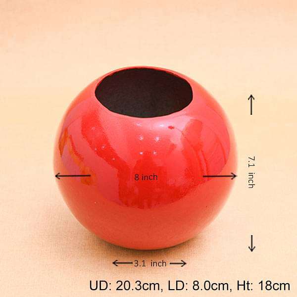 8 inch (20 cm) SML-002 Round Fiberglass Planter (Red)