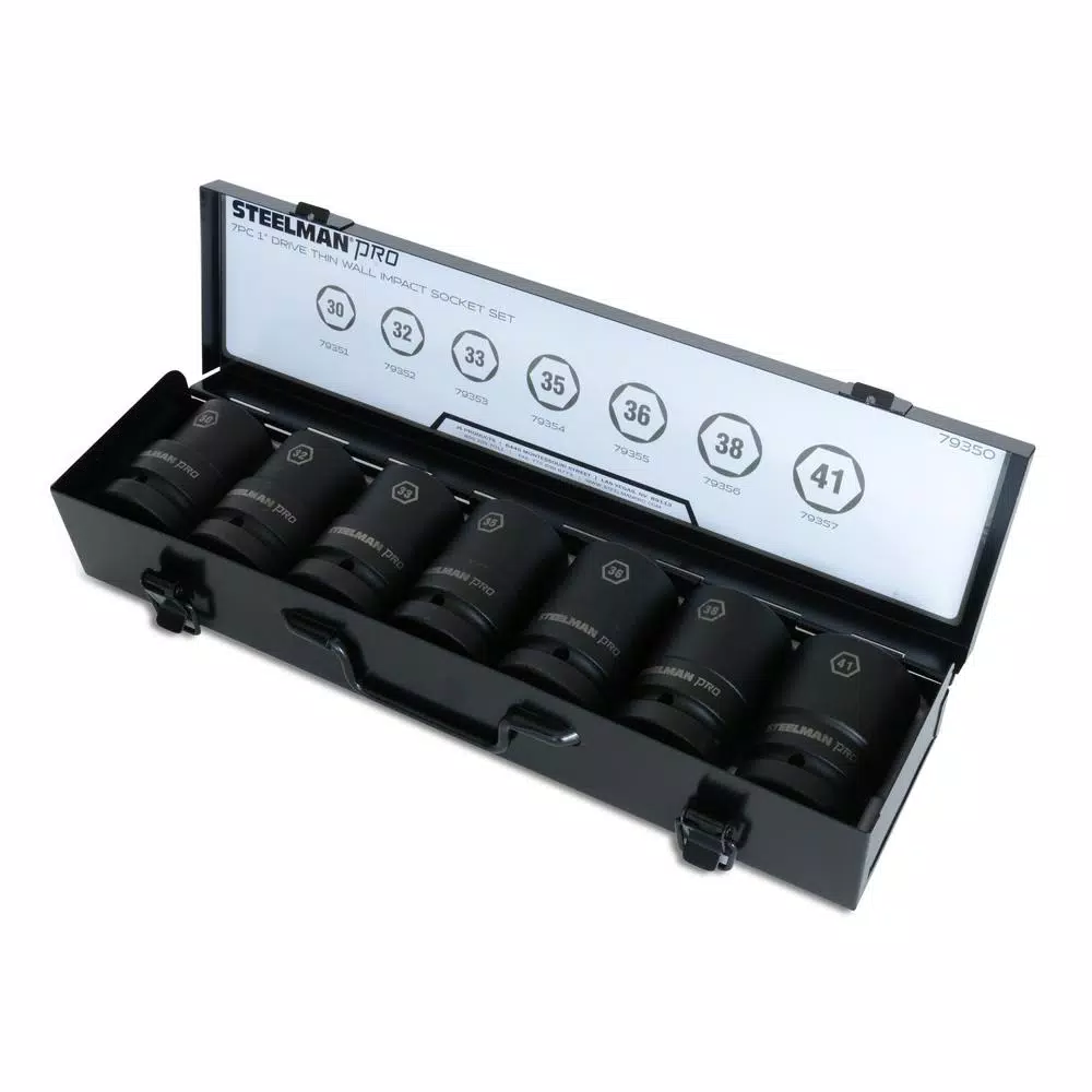 Steelman 1 in. Drive 6-Point Metric Deep Thin Wall Impact Socket Set (7-Piece) and#8211; XDC Depot