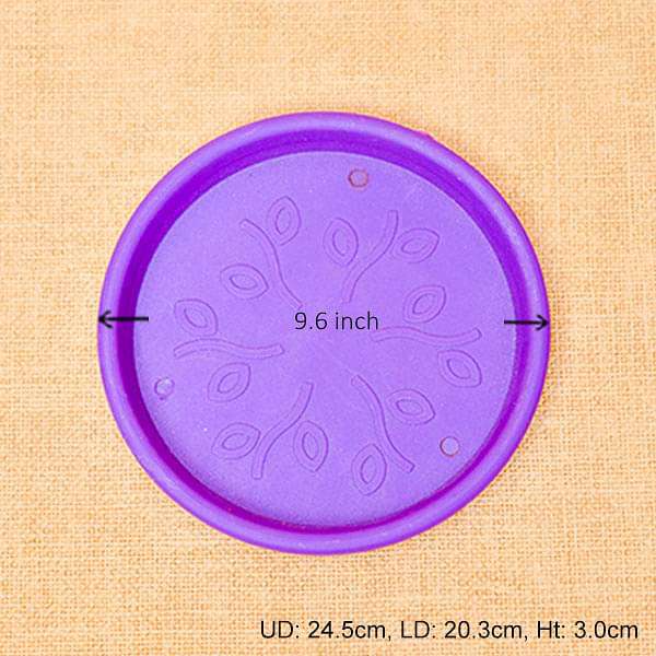 9.6 inch (24 cm) Round Plastic Plate for 10 inch (25 cm) Grower Pots (Violet) (set of 3)