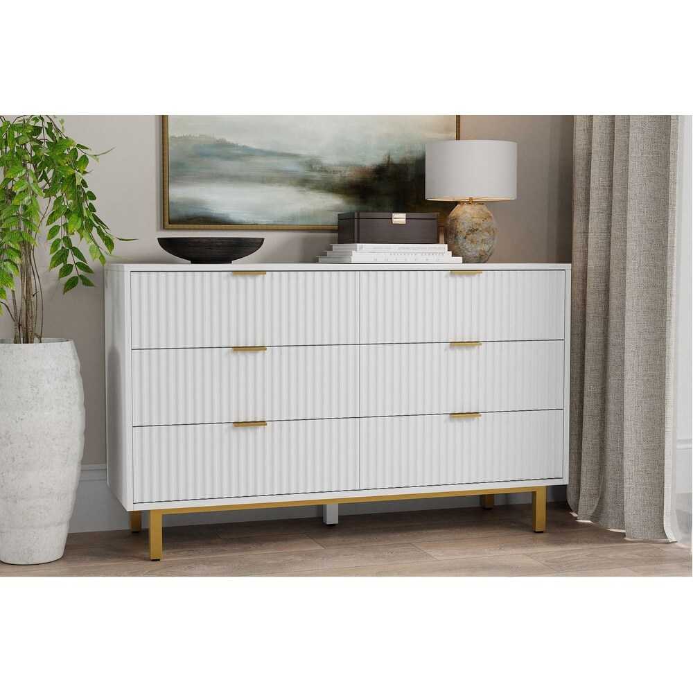 Origins by Alpine Casey 6 Drawer Dresser in White