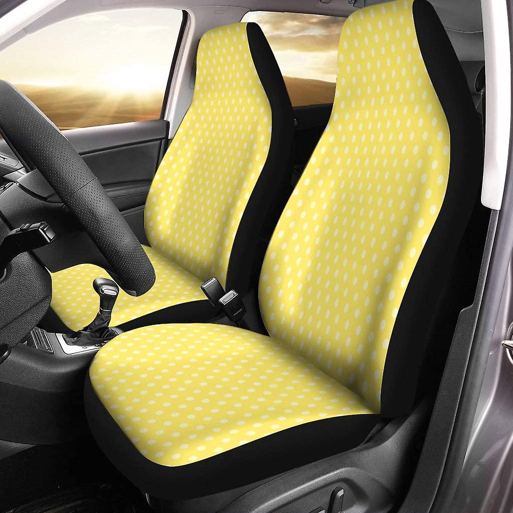 Set Of 2 Car Seat Covers Yellow Spots Universal Auto Front Seats Protector Fits For Car，suv Sedan，truck D---44191