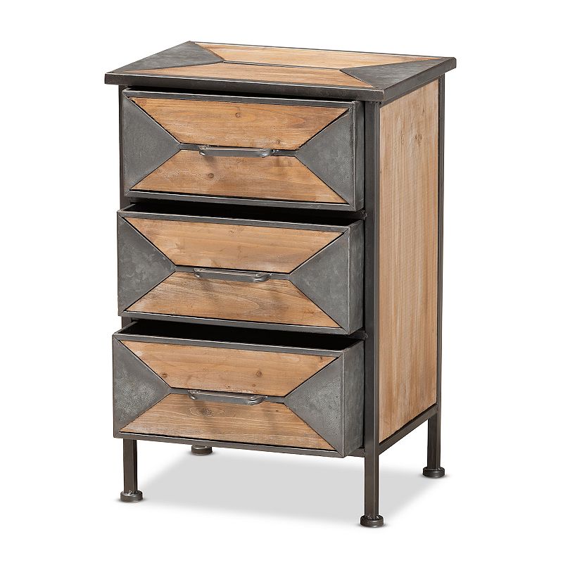 Baxton Studio Laurel 3-Drawer Nightstand