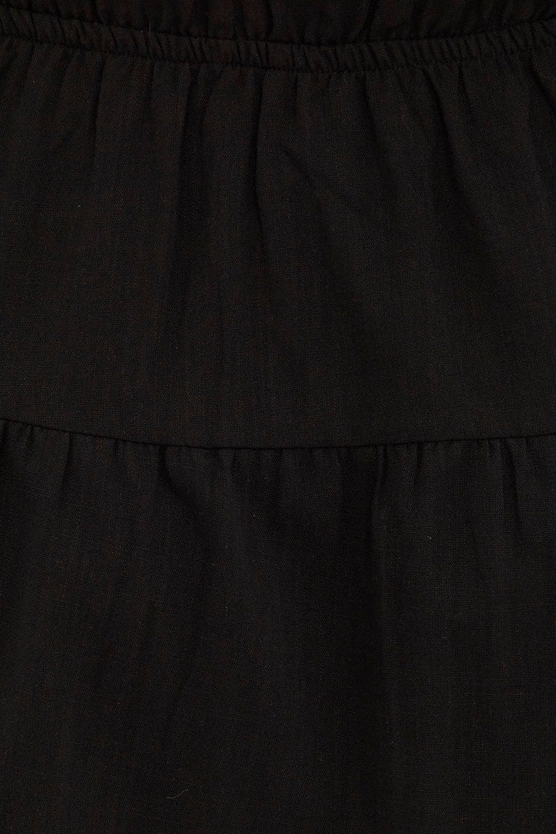Black Cargo Shirtdress Short Sleeve Cotton Mini