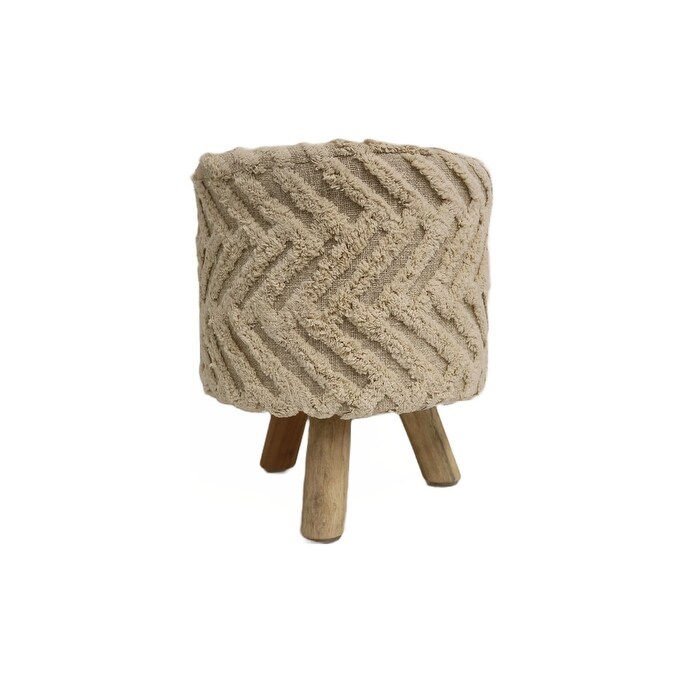 Home Manor Bordeaux Cotton Round Stool