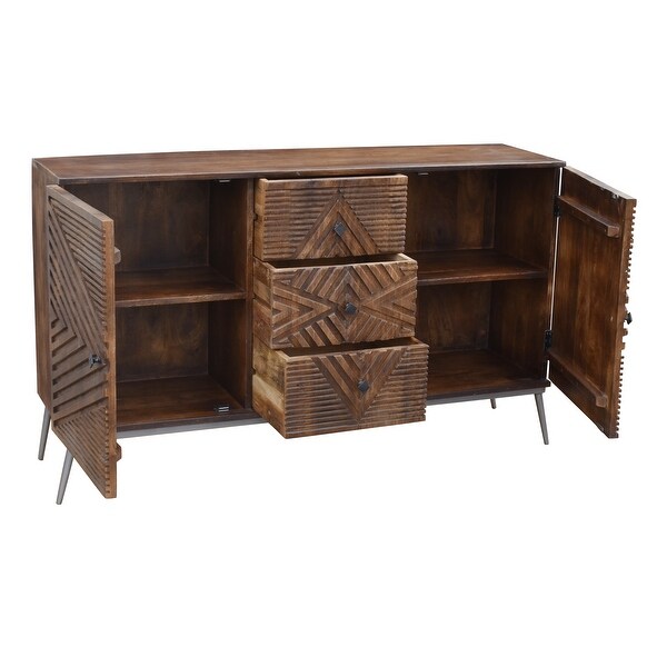 Winik Mango Wood Buffet with 3 Drawers and 2 Doors