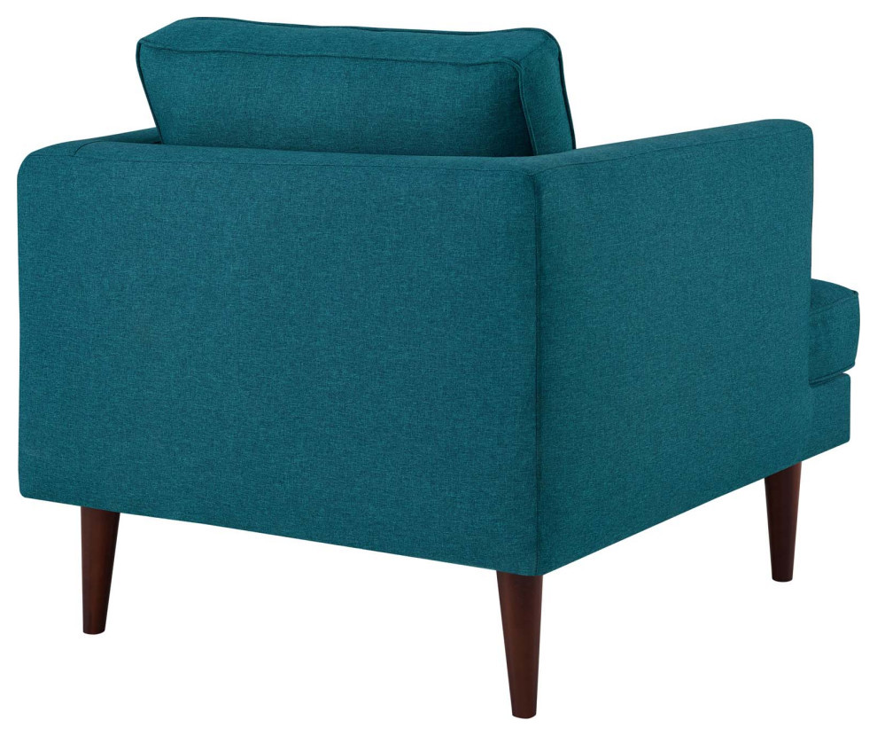 Elias Teal Upholstered Fabric Armchair   Midcentury   Armchairs And Accent Chairs   by Peachtree Fine Furniture  Houzz