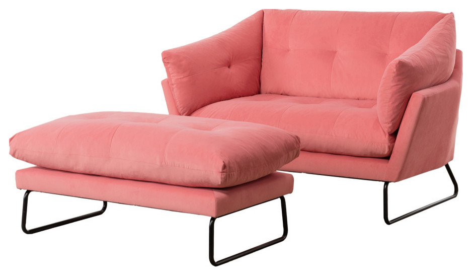 Karla Velvet Contemporary Loveseat and Ottoman   Contemporary   Loveseats   by Lilola Home  Houzz