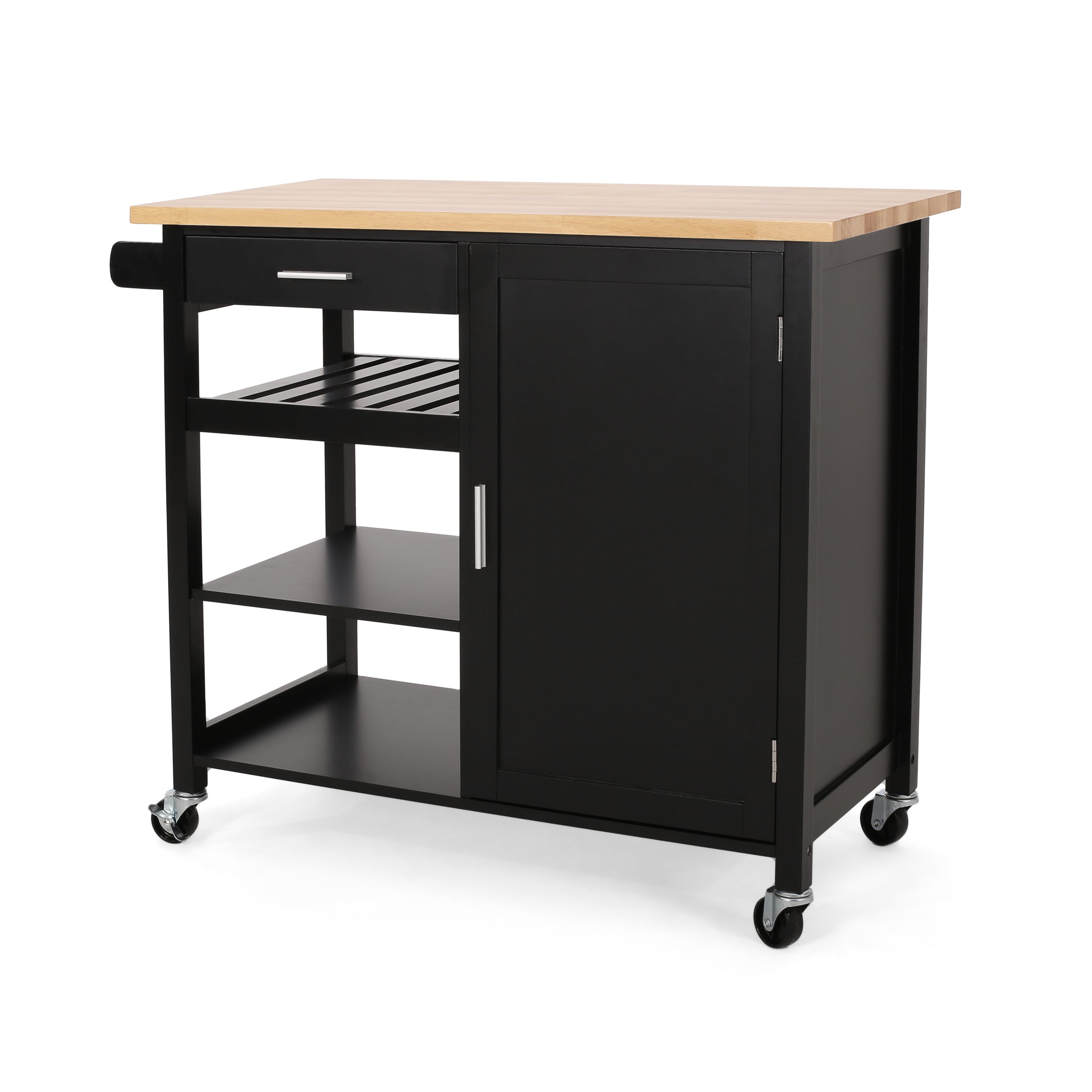 Carmelina Contemporary Kitchen Cart with Wheels