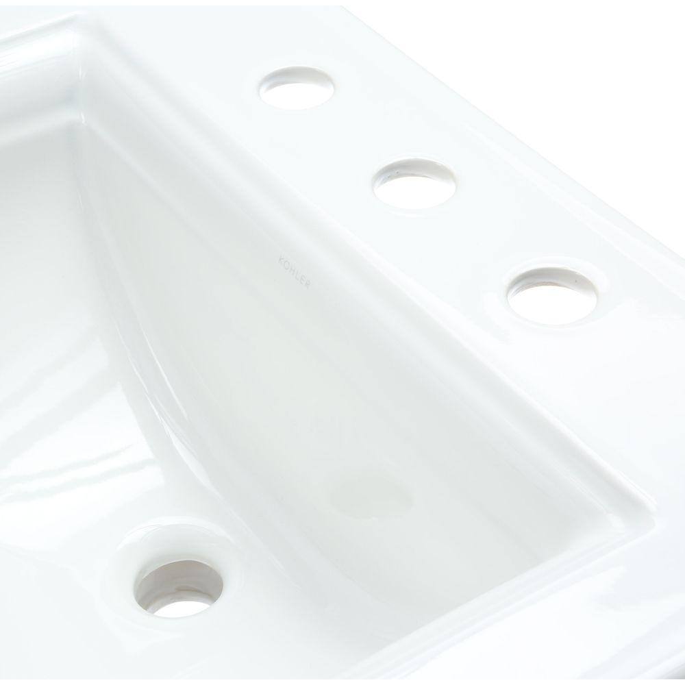 KOHLER Memoirs Stately Drop-In Vitreous China Bathroom Sink in White with Overflow Drain K-2337-8-0