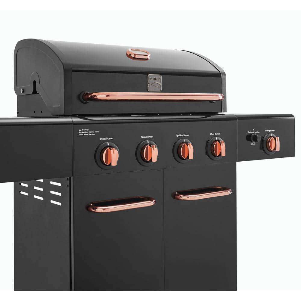 KENMORE 4Burner Propane Gas Grill with Side Searing Burner in Black with Copper Accent