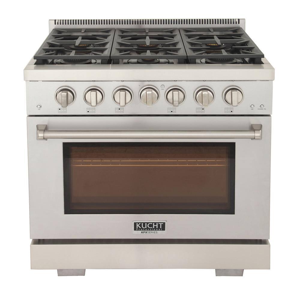 Kucht Professional 36 in. 5.2 cu.ft. Natural Gas Range with Two 21K Power Burners and Convection Oven in Stainless Steel KFX360