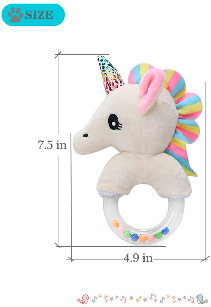 Soft Baby Rattle Infant Rattles Cartoon Plush Stuffed Animal Newborn Girl Boy Toys Gifts - Pony