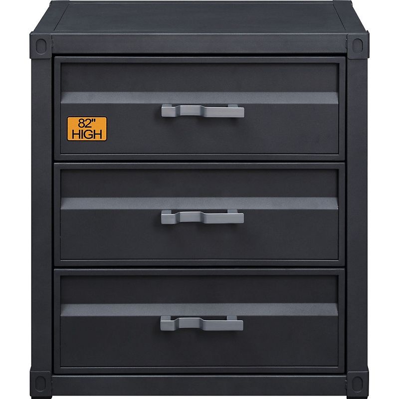 3 Storage Drawered Metal Cargo Chest， Black