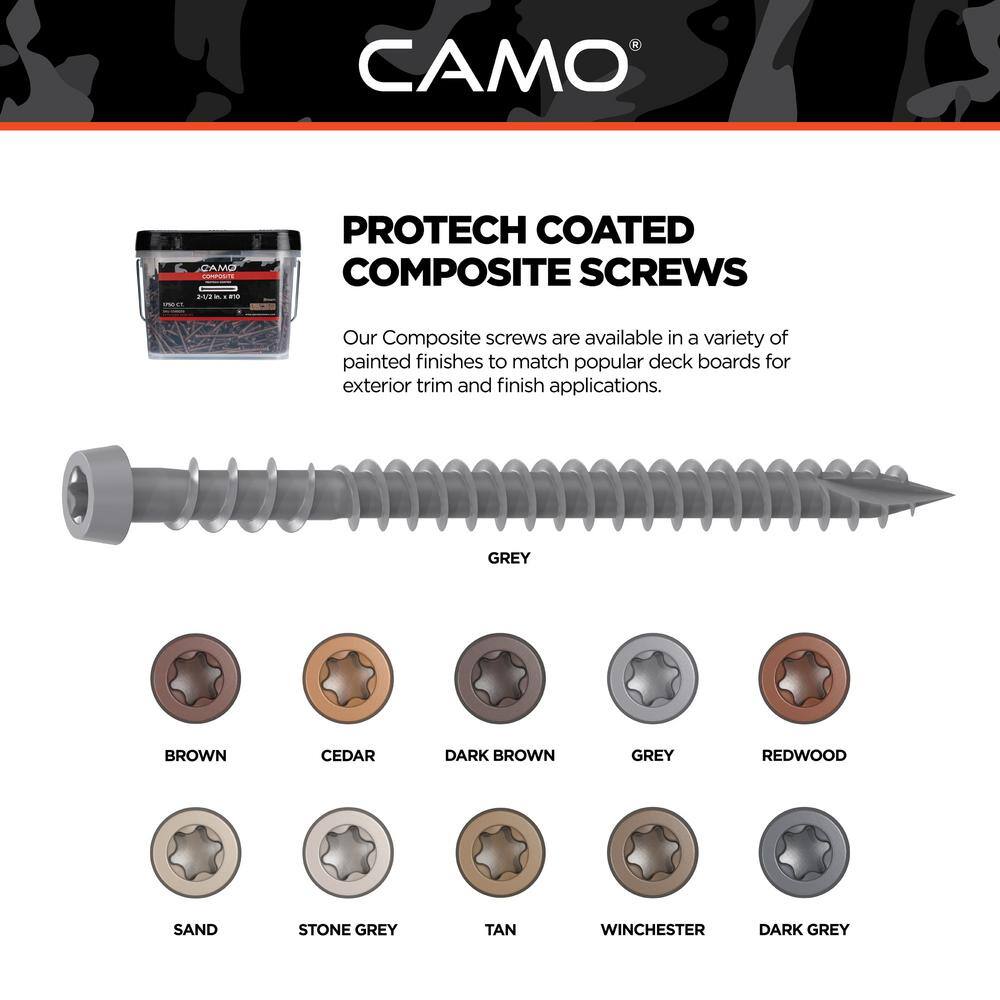 CAMO #10 2-12 in. Gray Star Drive Trim-Head Composite Deck Screw (1750-Count) 0349459