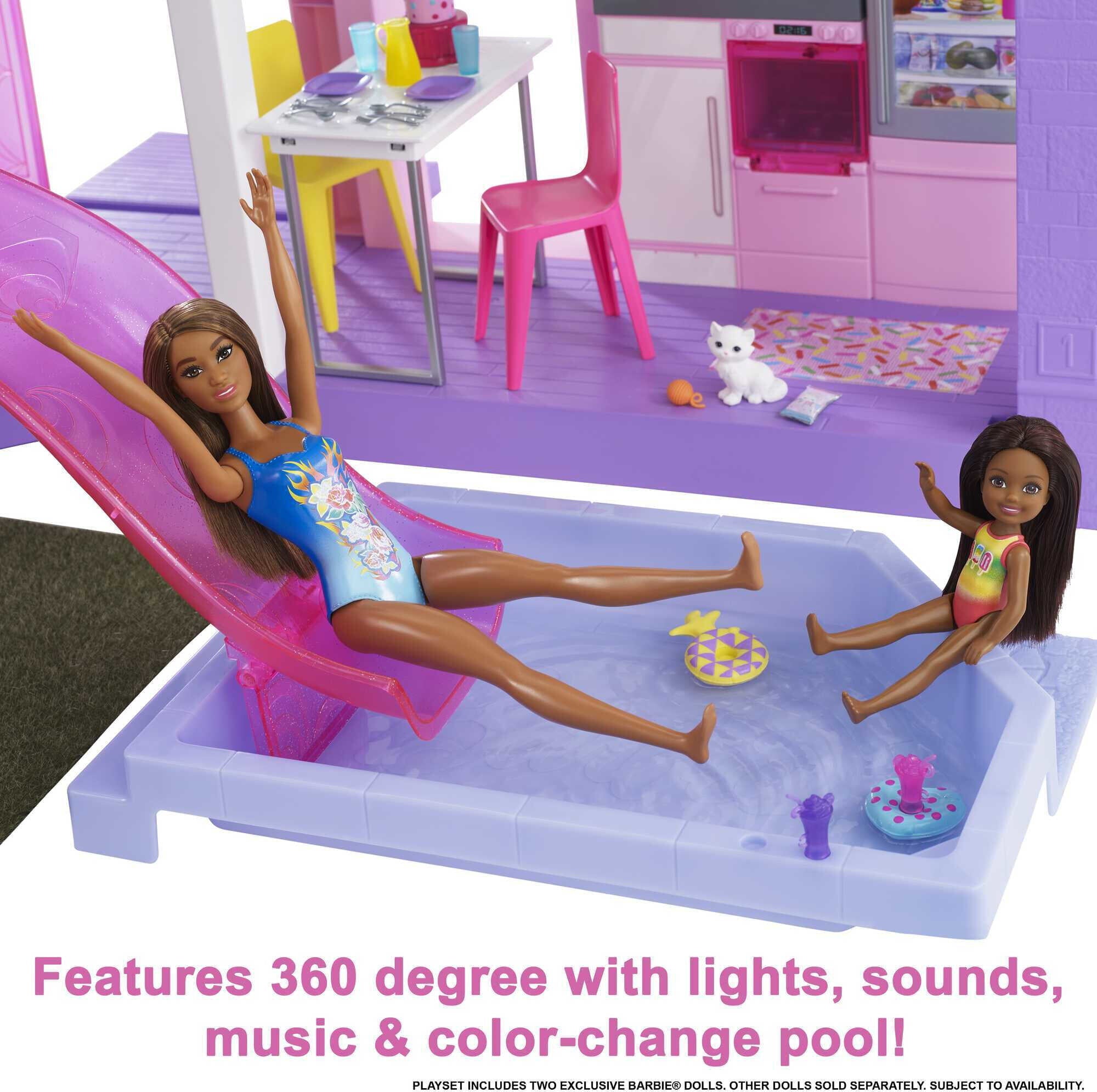 Barbie Deluxe Special Edition 60th DreamHouse Dollhouse Playset with 2 Dolls， Car and 100+ Pieces