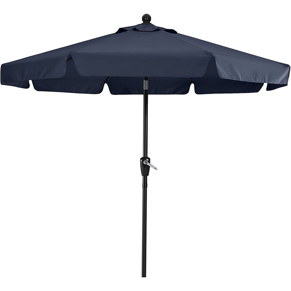 Valance Patio Umbrella For Outdoor Table Market -8 Ribs (10Ft, Navy Blue)