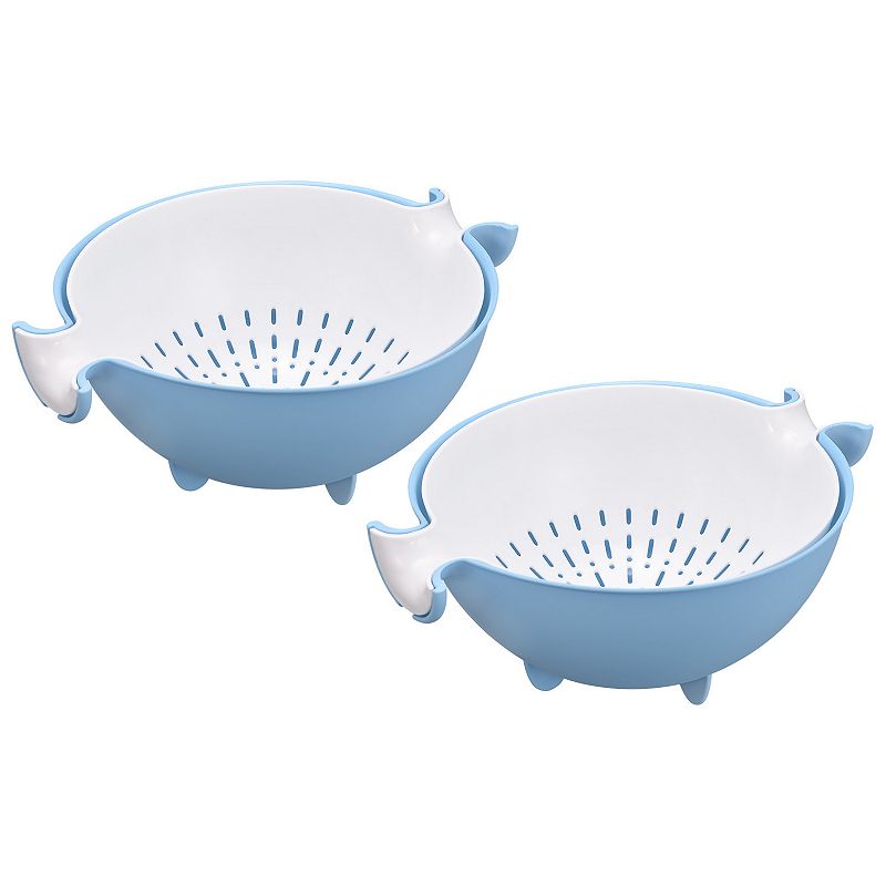 Kitchen Strainer Colander 2PCS， Plastic Food Strainer Washing Basket