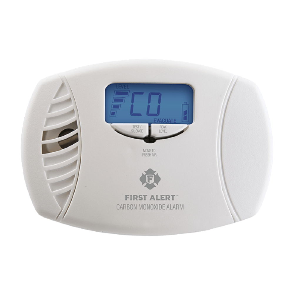 Dual-Power Carbon Monoxide Plug-In Alarm with Battery Backup and Digital Display ;