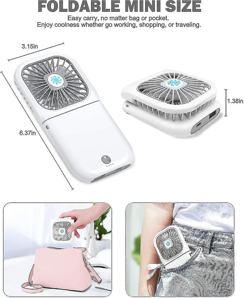 Handheld Fan， Small Personal Fan With 3 Speeds Neck Fan Rechargeable Portable Fan， Powerful Mini Usb