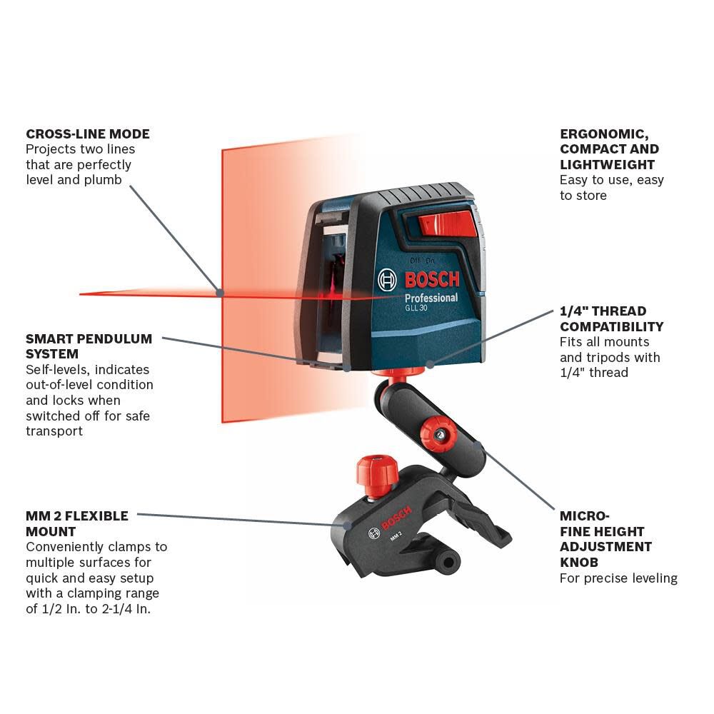 Bosch Self-Leveling Cross-Line Laser GLL 30 from Bosch