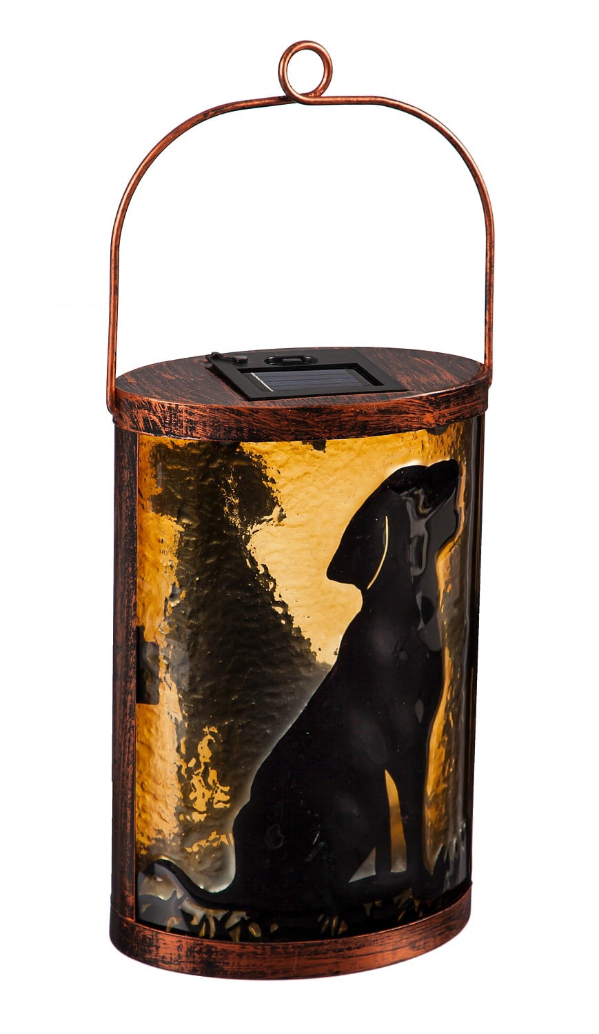 Evergreen Handpainted Solar Glass Lantern， Dog