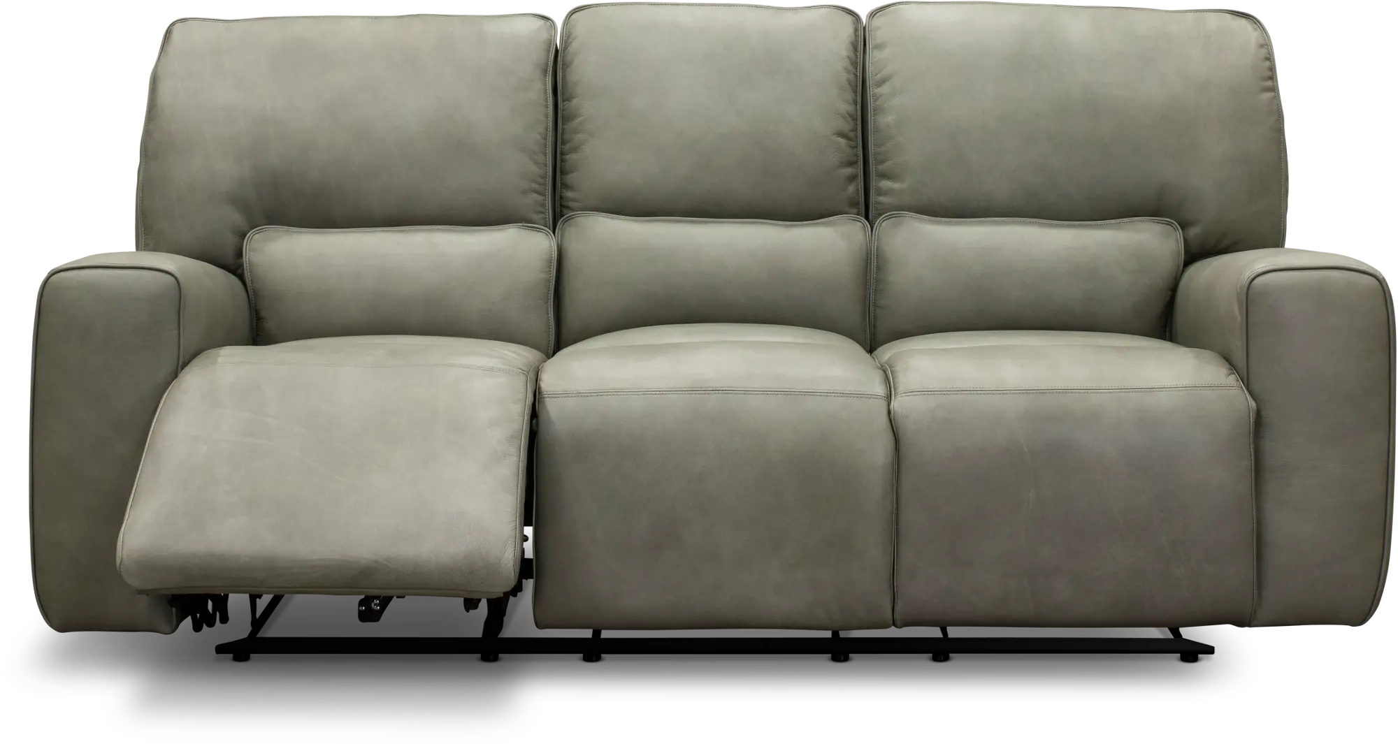 Madrid Gray Leather-Match Triple Power Reclining Sofa