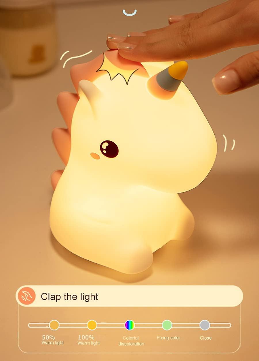 Cute Kids Night Light Night Lamp Night Lights For Kids Bedroom Toddler Baby Portable Silicone Battery Led Nightlight Nursery (unicorn)