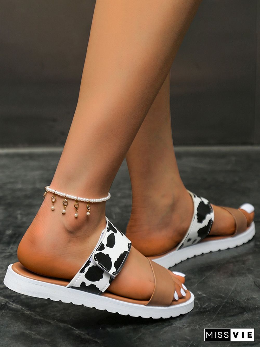 Leopard Print Snake Print Zebra Print Cow Print Strap Casual Slippers