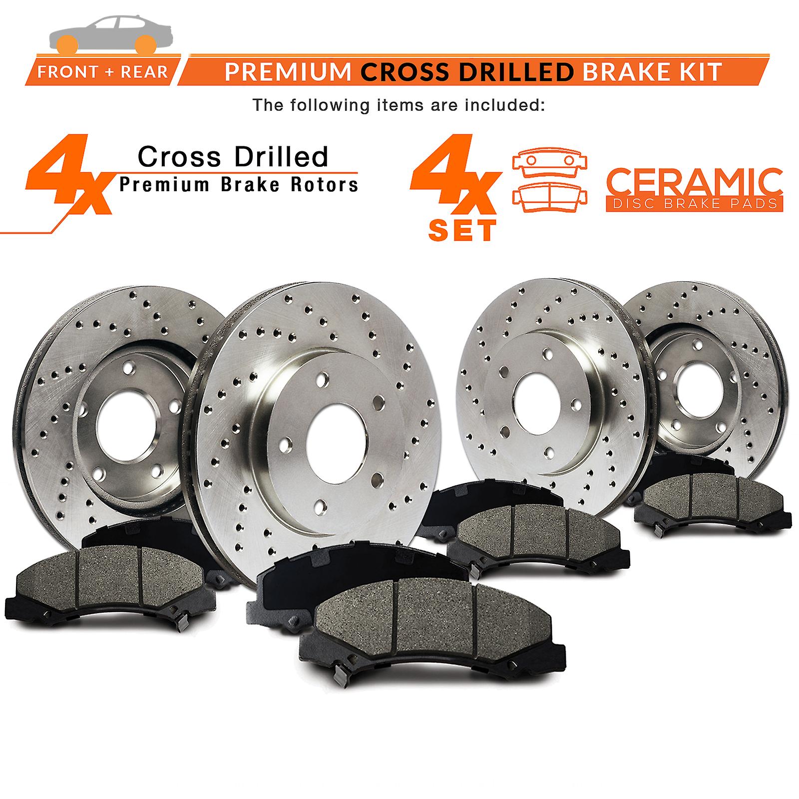 [Front + Rear] Rotors w/Ceramic Pads Drilled Brakes (2003 04 05 2006 Acura MDX)