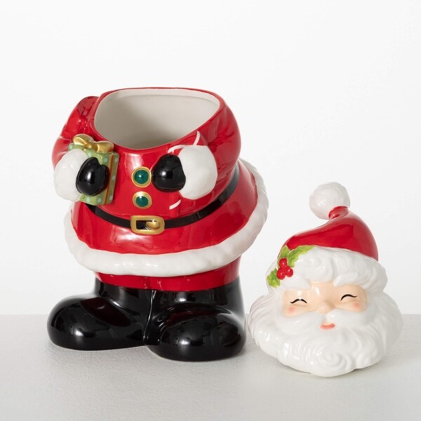 13H Sullivans Christmas Whimsical Santa Cookie Jar，RedWhite