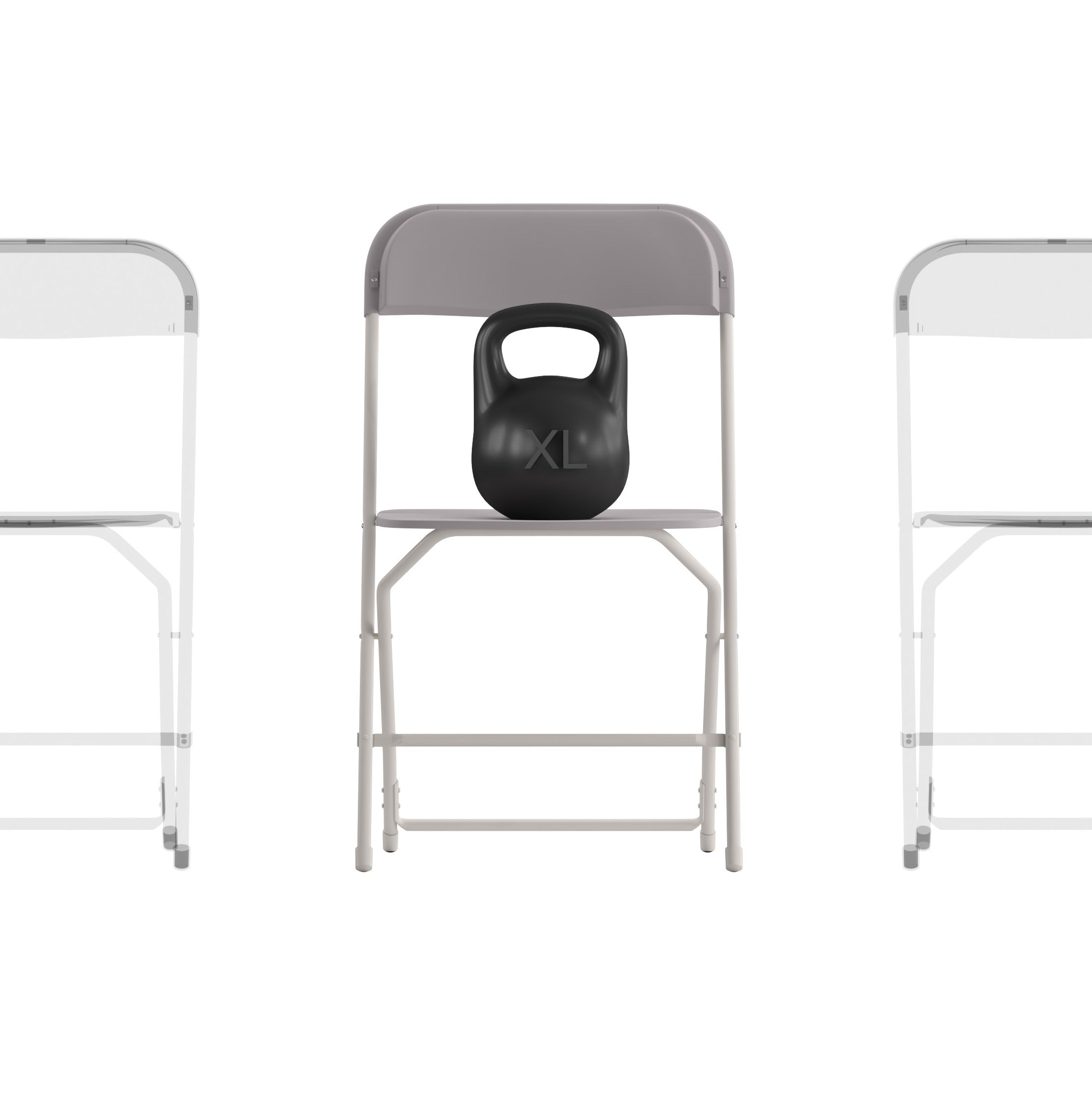 BizChair Big and Tall Commercial Folding Chair - Extra Wide 650LB. Capacity - Durable Plastic - Gray, 4-Pack