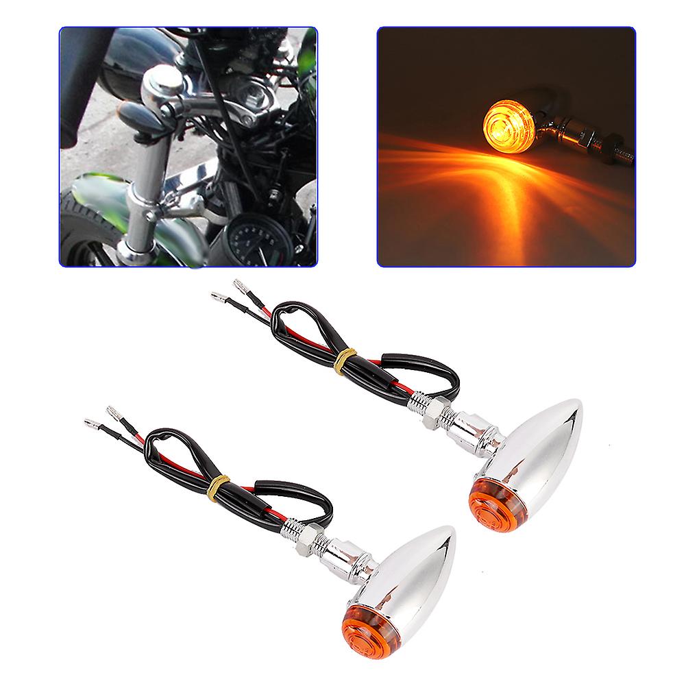 2pcs Motorcycle Bullet Turn Signal Lamp Indicator Light Modification Accessorysilver Yellow Cover