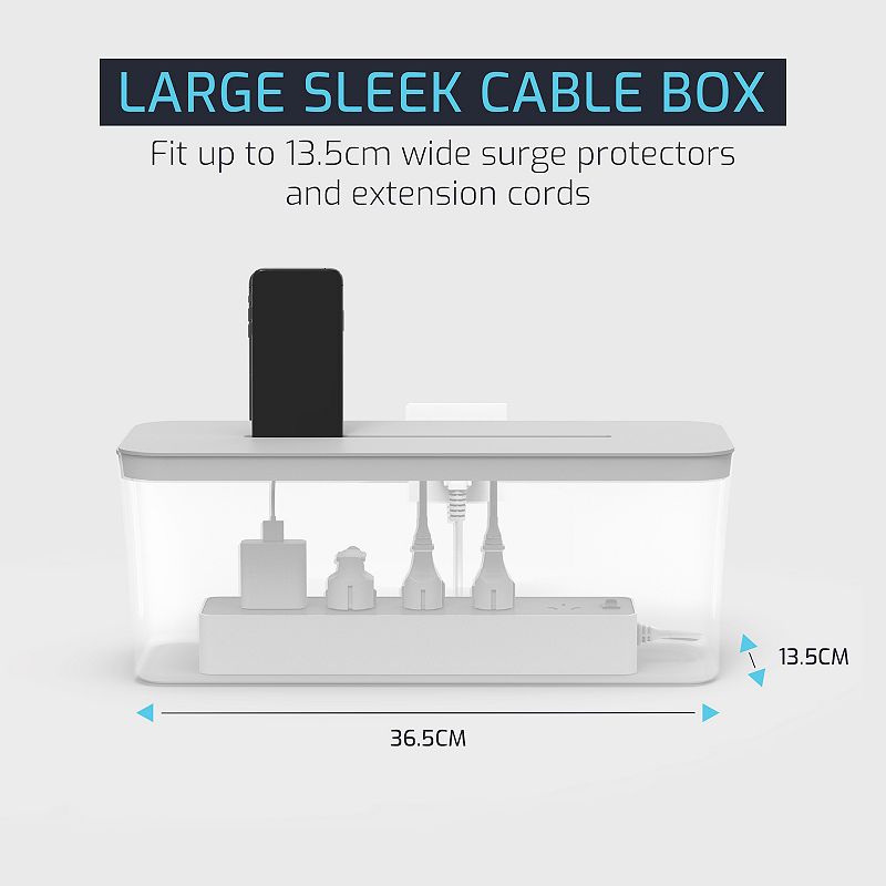 Zbrands // Large Cable Management Box With Cooling Window， Hide Cords， Power Strips (white)