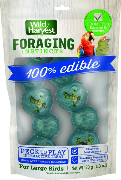 Wild Harvest Foraging Instincts Peck n' Play Interactive Large Bird Treat， 4.3-oz bag， 2 count