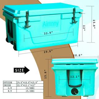 Tatayosi 18 .5 in. W x 29.5 in. L x 15.5 in. H Lake Blue Portable Ice Box Cooler 65QT Outdoor Camping Beer Box Fishing Cooler P-DJ-102234