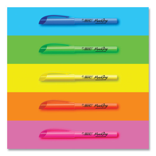 BIC Brite Liner Highlighter， Chisel Tip， Fluorescent Yellow， Dozen (BL11YW)