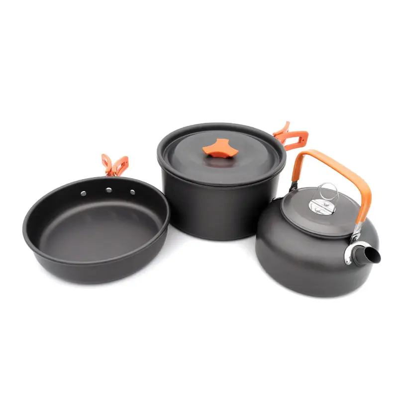 Portable Cooking Barbecue Outdoor Traveling Hiking Climbing Picnic River Party Kettles Camping Kitchenware Package Tea Pot Set