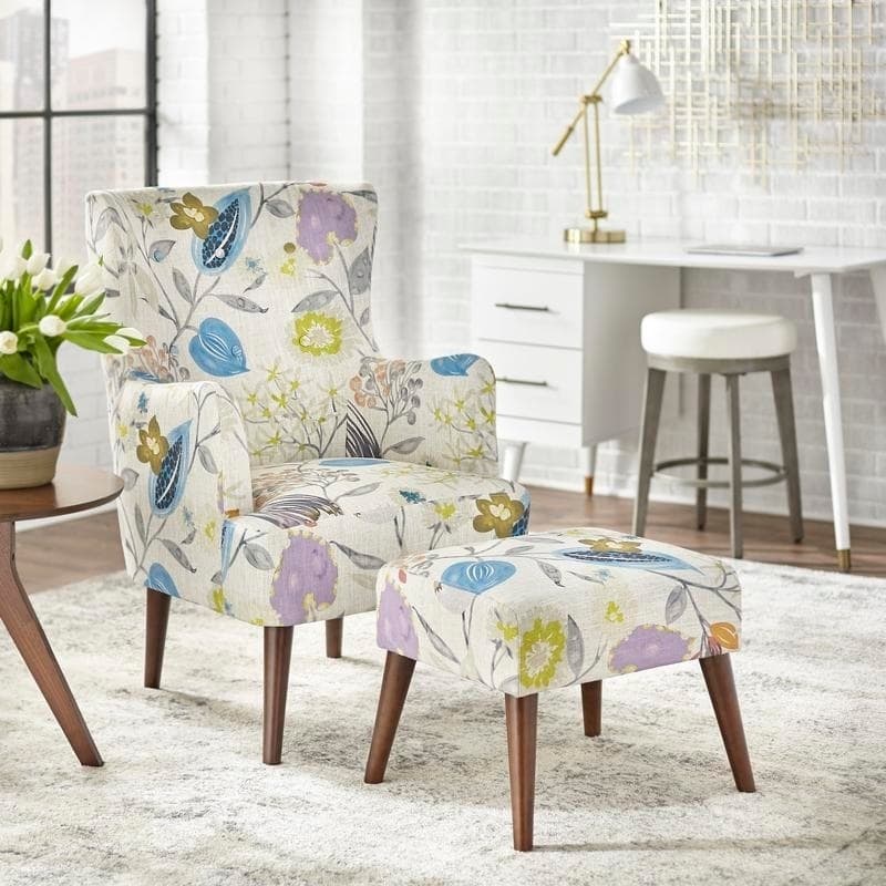 angelo:HOME Arm Chair & Ottoman Set - Jane (floral)