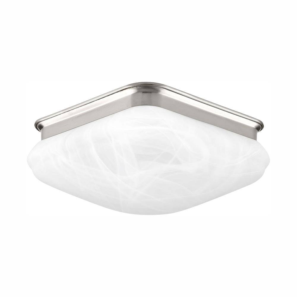 Progress Lighting 9.5 in. Square Glass FM Collection 17 -Watt Brushed Nickel Integrated LED Flush Mount P350019-009-30