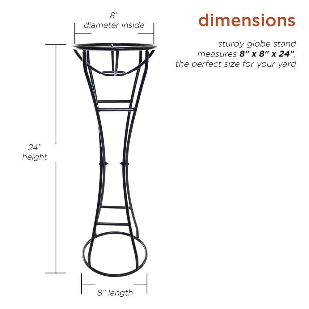 Alpine Corporation 24 in. Tall Indoor/Outdoor Metal Gazing Globe Display Stand, Black SLL1774HH