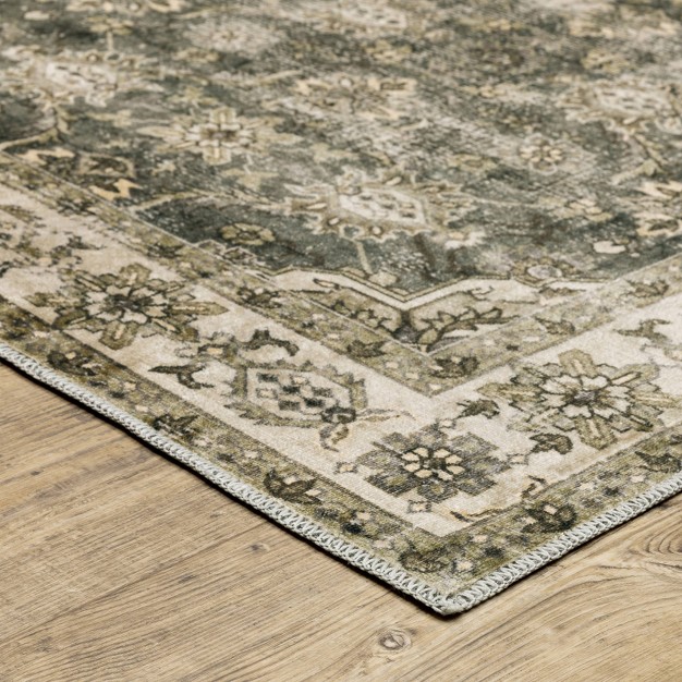 Micah Washable Vintage Oriental Indoor Area Rug Beige brown Captiv8e Designs