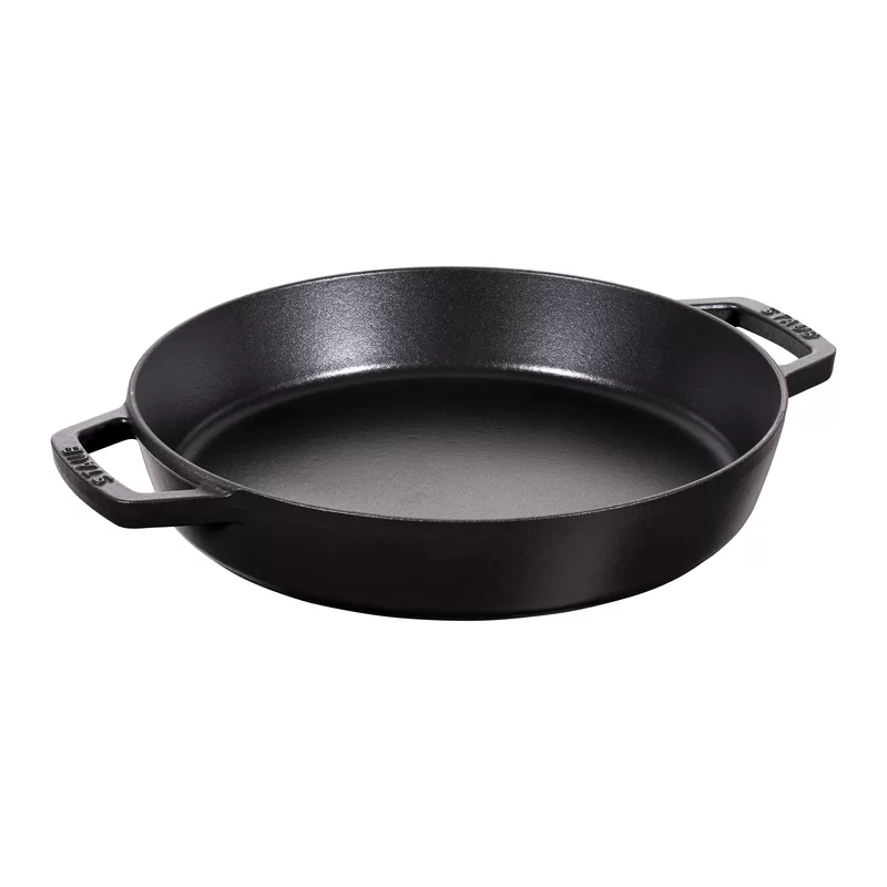 Staub 1313425 Cast Iron 13-inch Double Handle Fry Pan - Matte Black， Made in France