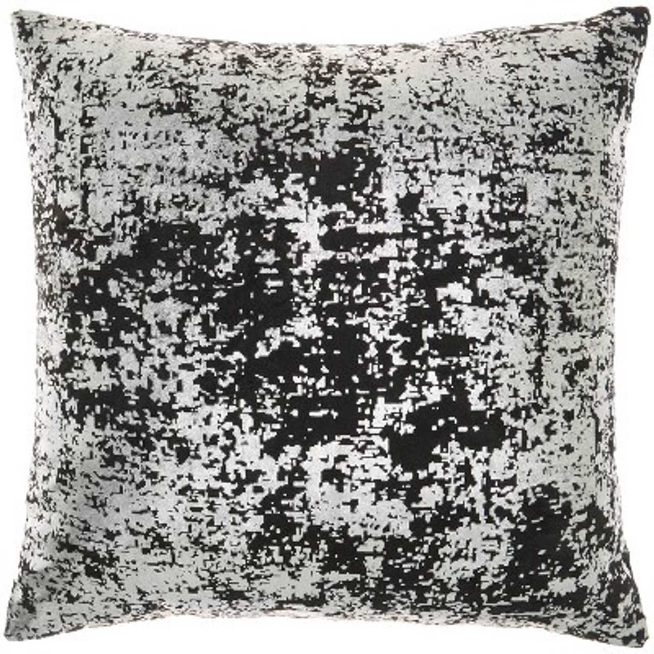 20x20 Oversize Luminescence Distressed Metallic Square Throw Pillow Black/Silver - Mina Victory