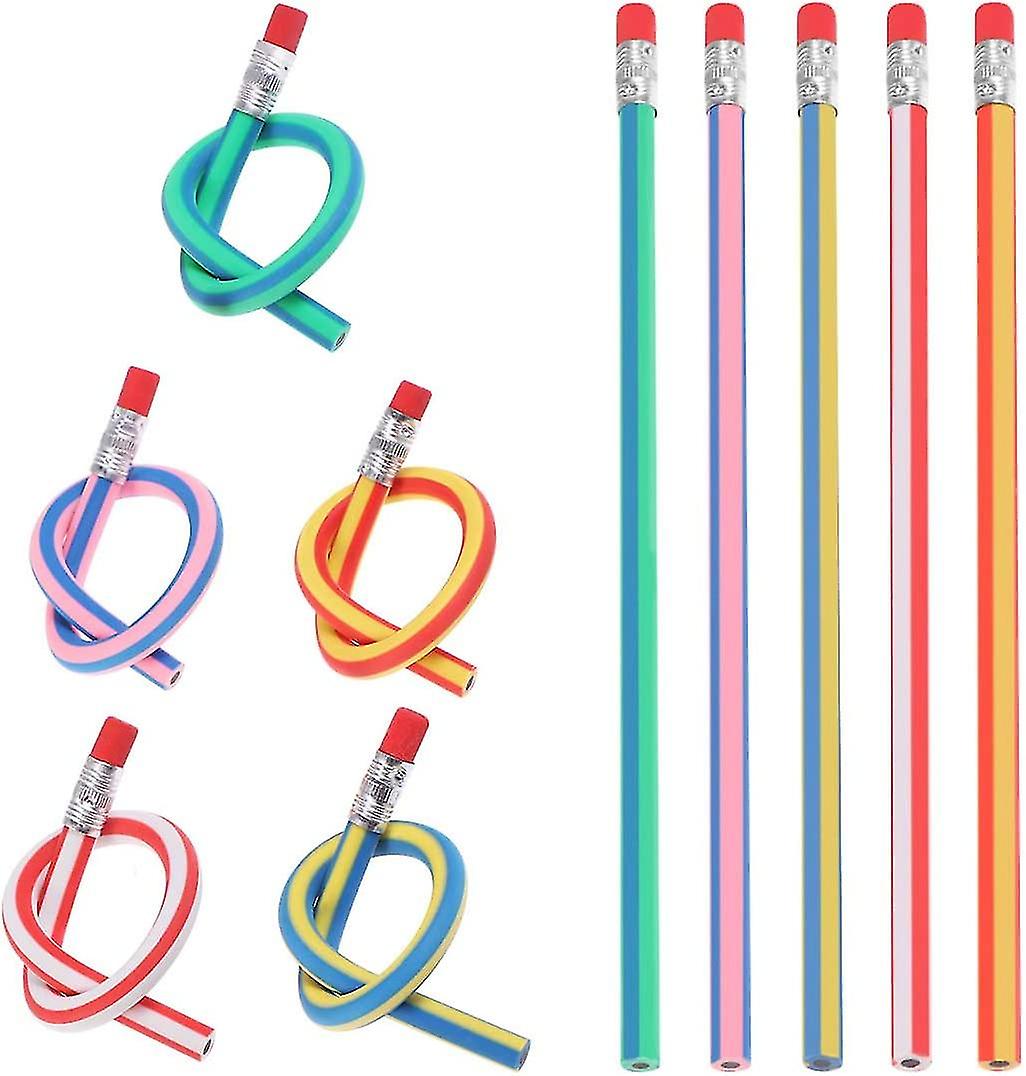 Children's Colorful Flexible Pencils Flexible Soft Pencil With Eraser， Pack Of 20