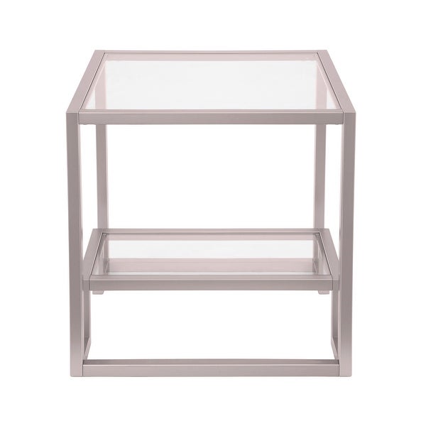 Athena Geometric Luxe Side Table in Silver