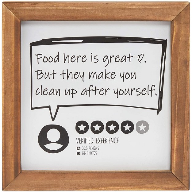 Okuna Outpost Funny Quote Kitchen Framed Sign Food Here Is Great 8 X 8 Inches