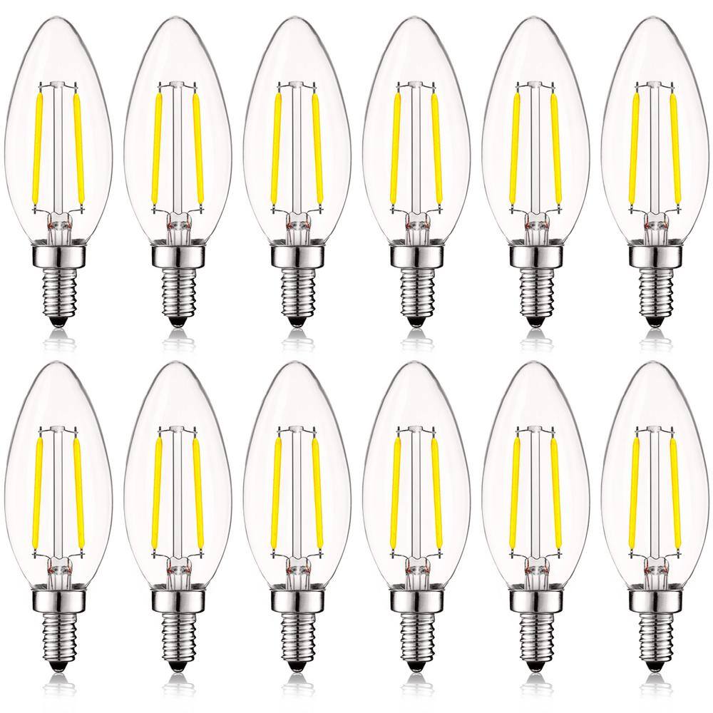 LUXRITE 40-Watt Equivalent B10 Dimmable LED Vintage Edison Light Bulbs 5000K Bright White (12-Pack) LR21578-12PK